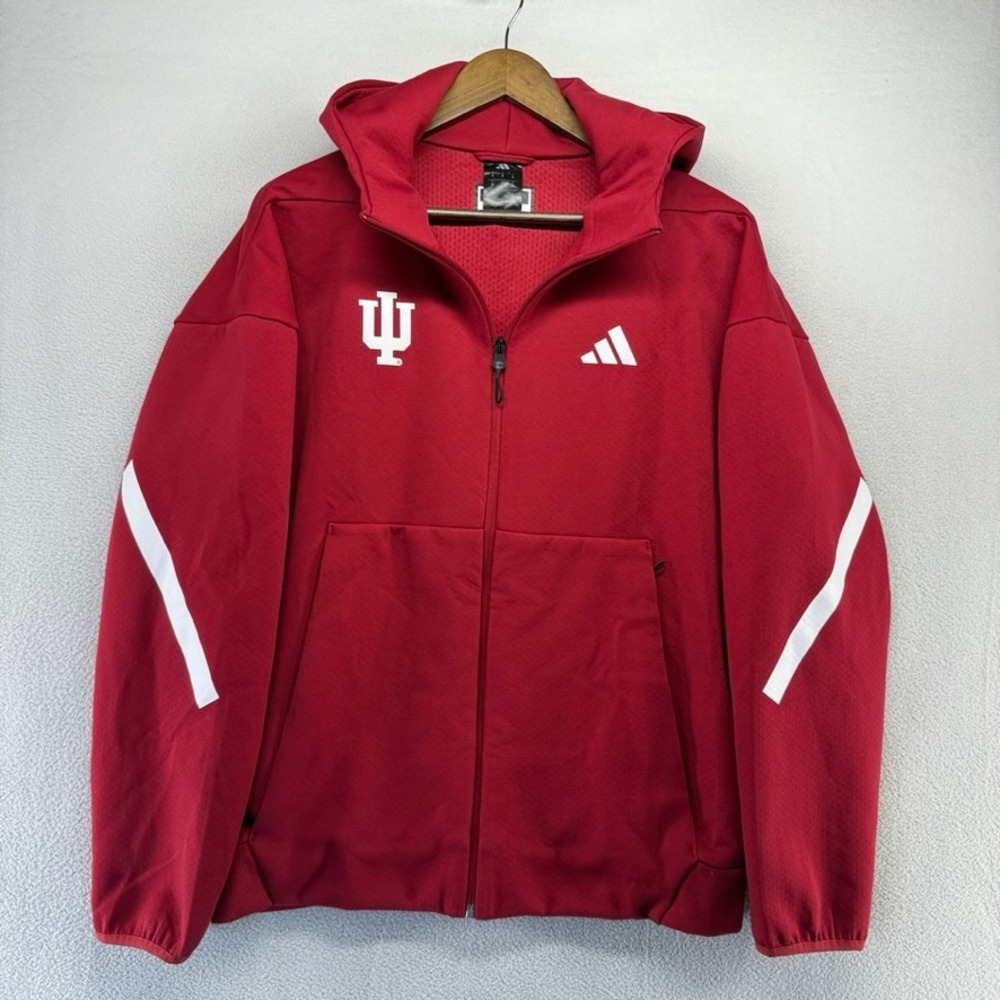Indiana Hoosiers Hoodie men's Medium Red Zip Sweatshirt Player Team Issue Adidas